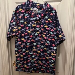 Spicy Tuna Multicolor Flamingo Hawaiian Men's Shirt Size Small